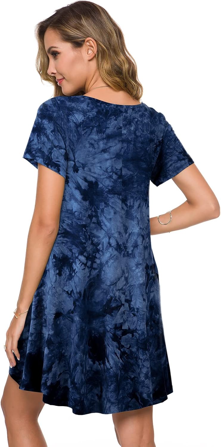 ZENNILO Plus Size Casual T Shirt Dresses for Women Flowy Swing Tunic Dress Pockets - Image 5