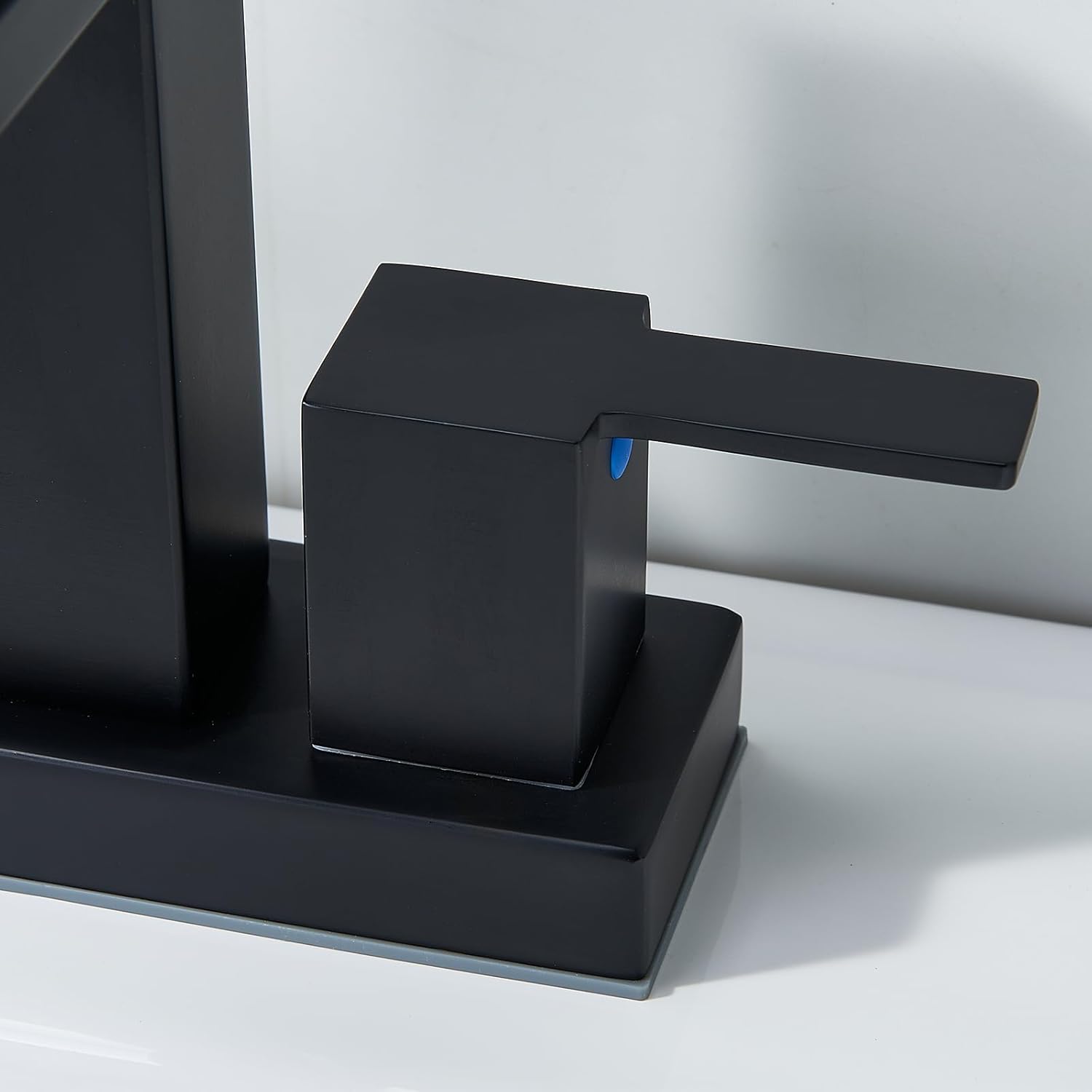 IKEBANA Matte Black Waterfall Bathroom Faucet, 4 inch 2 Handle 304 Stainless Steel Bathroom Sink Faucet, Modern Waterfall Spout Lead-Free Sink Faucets with Pop-up Drain and Supply Hoses