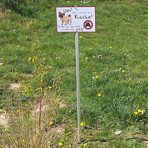 TRIOSK Hunde Schild Warnung Verbotsschild lustig mit Spruch Kacken Verboten Warnschild Hinweis Haufen entfernen Hundeschild Sprüche Geschenk für Hundefreunde Blechschild 30x20 cm groß