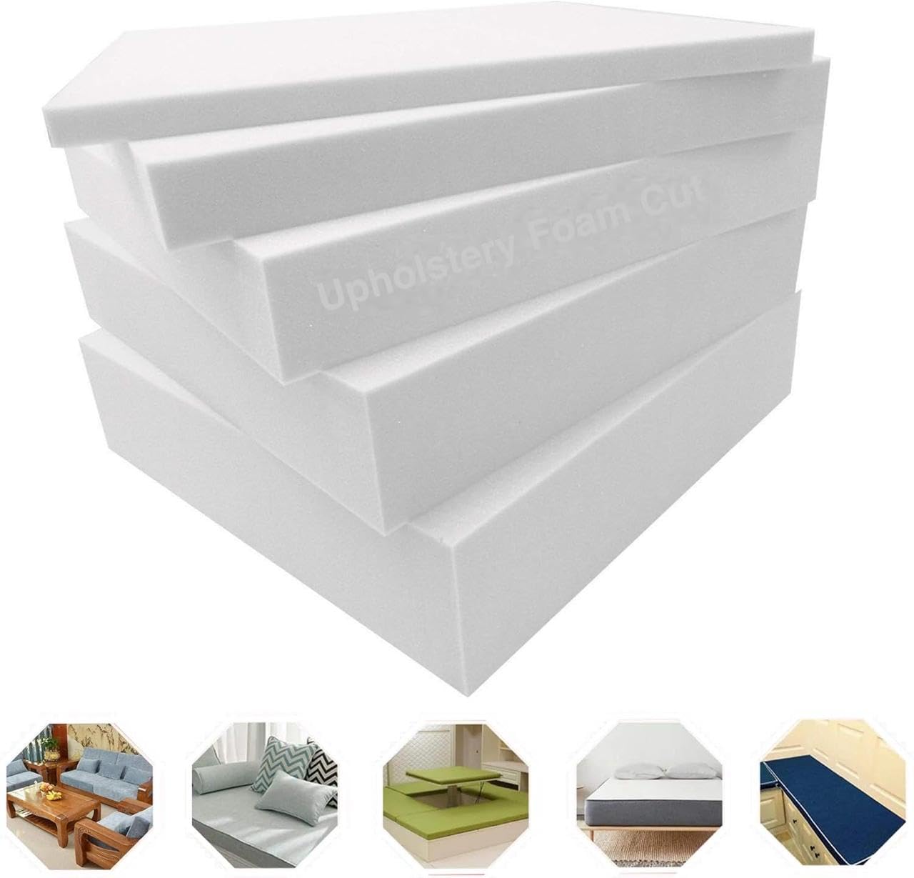 Upholstery Foam Cut by Rainbow Sofa Cushion Extra Firm Foam Sheet Cut, Comfort and Support, Cushion Foam Replacements, Car Seats, Mattresses, and Foam Blocks, White, (2 Inch Thick, 20 x 20 Inch) — image 1