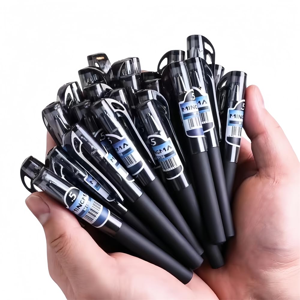 Funny live Portable Short Mini Pocket Pen Carry-on Business Signature Pen, Office Working Traveling Writing, Minimalist Pens, Black Ink 0.5 mm (6/Pack