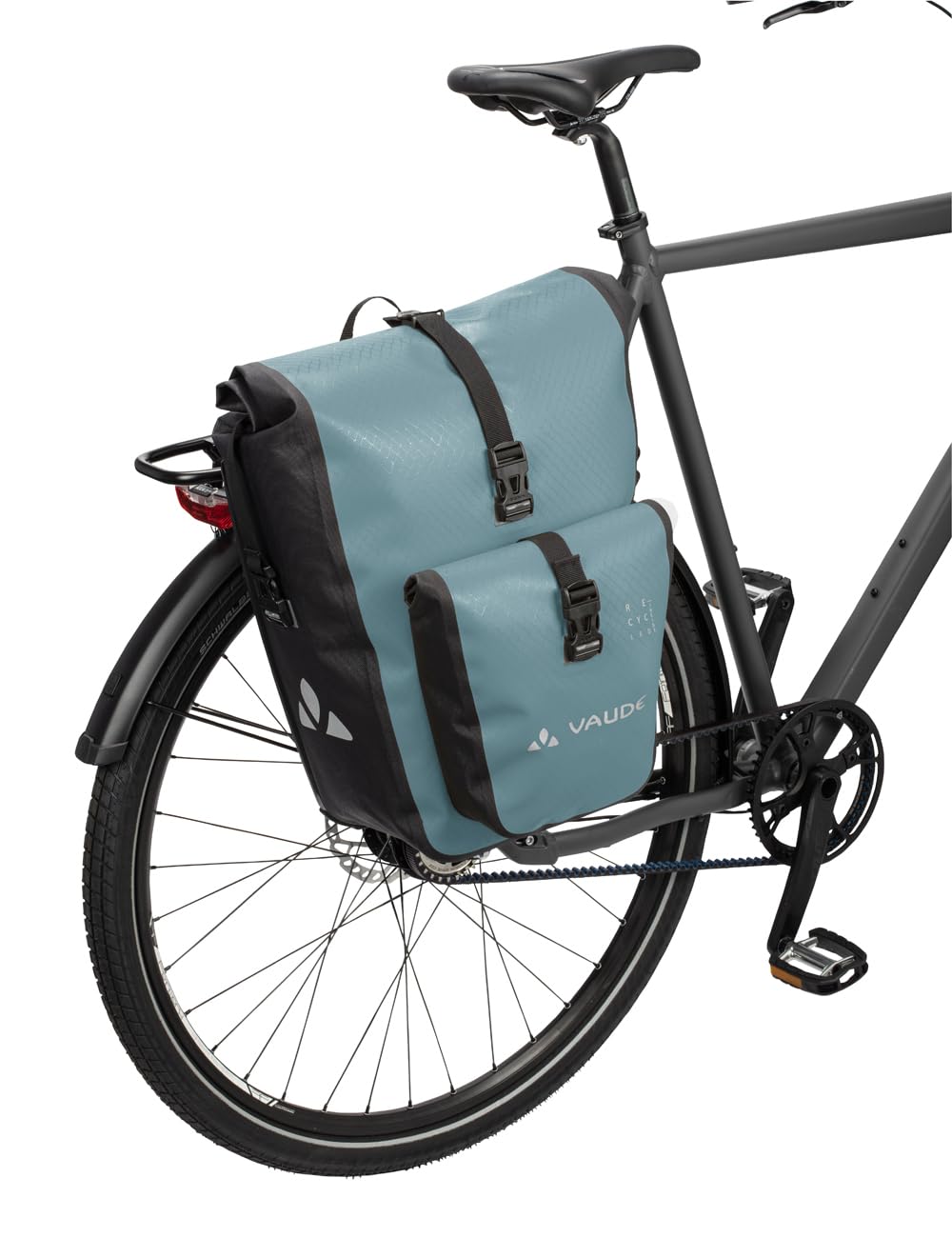 VAUDE Fahrradtaschen für Gepäckträger Aqua Back Plus in blaugrau, 2X Hinterradtasche wasserdicht, Fahrrad Gepäckträgertasche hinten, einfache Befestigung – Made in Germany