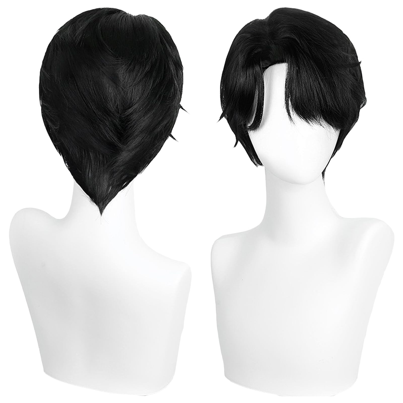 CWENDANER Cosplay Black Wig per Unisex (25 cm), Halloween Carnevale Convention Party Decorazione e Dolce Regalo per gli Appassionati di