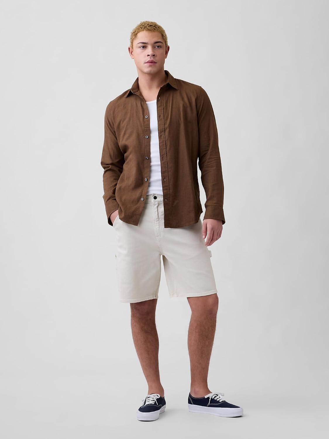 Gap Men's Linen Long Sleeve Shirt Standard Fit