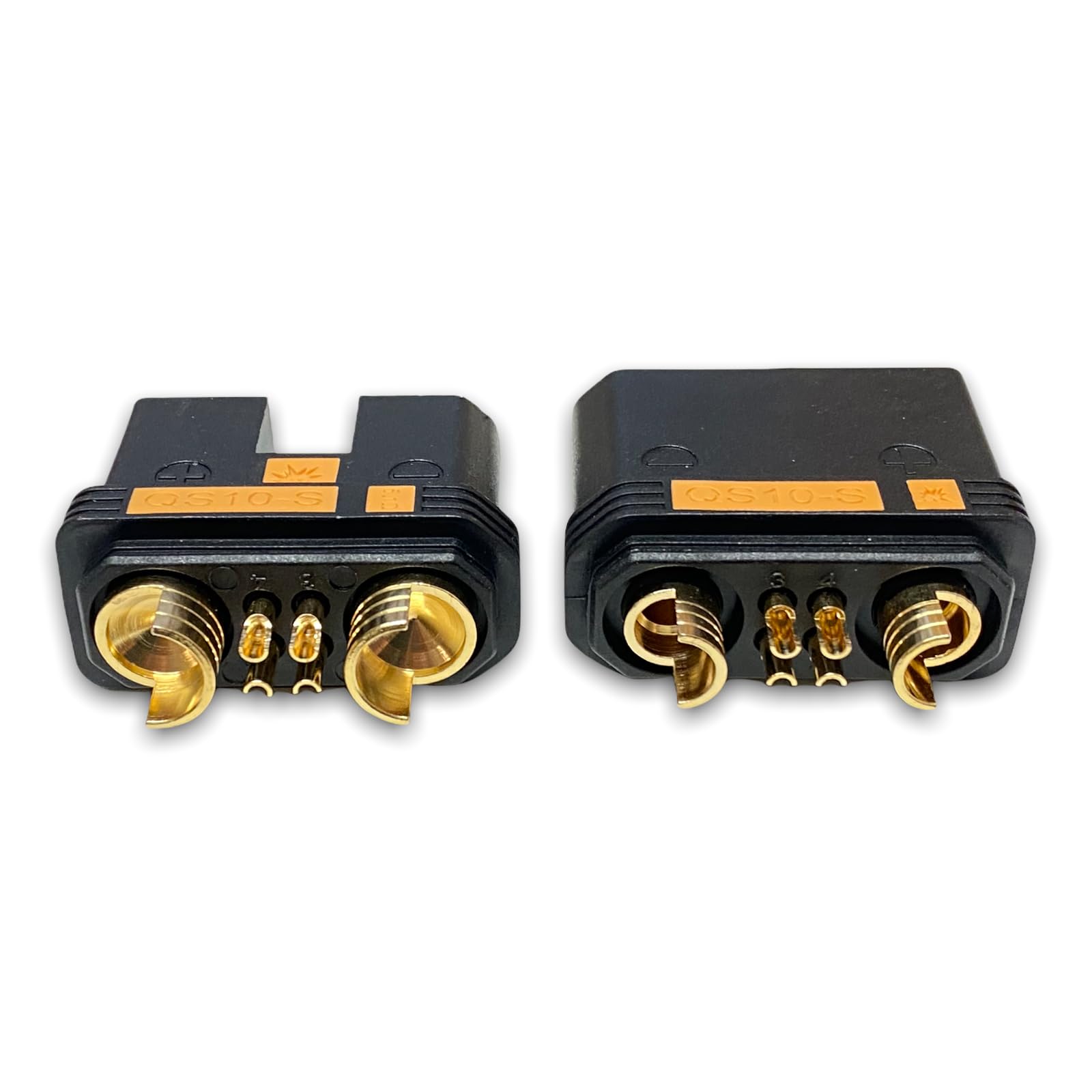 2X Paar Premium Antiblitz Hochstrom QS10 EC10 Goldstecker Steckverbinder Verpolsicher 180A bis 240A für KFZ PKW Boot Motorrad E-Bike E-Scooter Elektro Fahrrad E-Roller Akku DIY