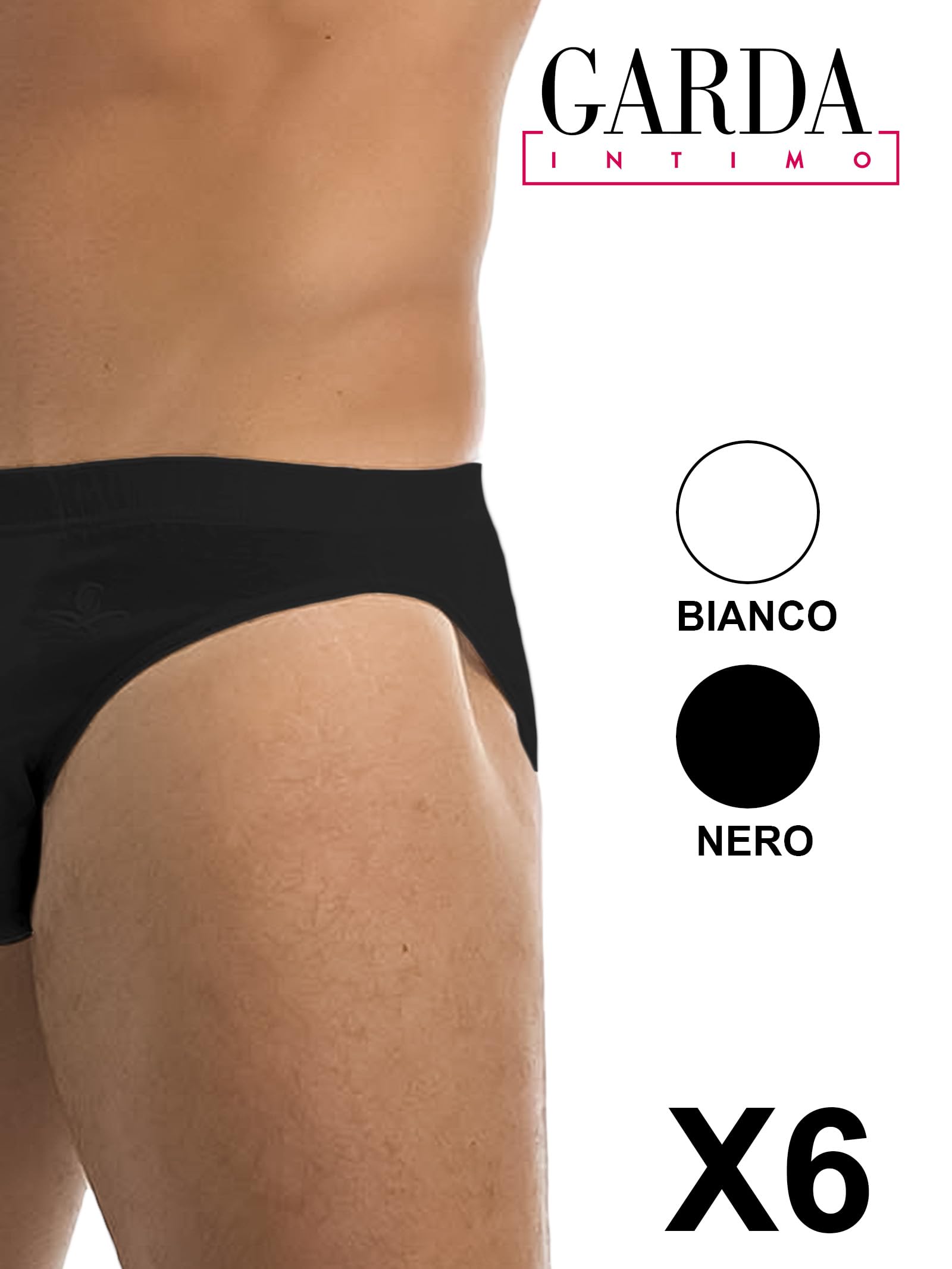 GARDA - 6 Slip Uomo Minislip in Cotone Mercerizzato, Elastico Interno, con Ricamo Art. 0925
