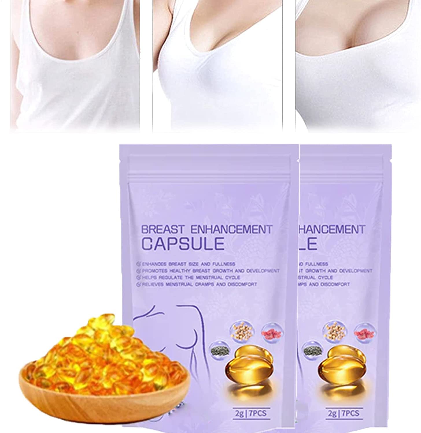 Charmup Breast Enhancement Capsules,Natural Breast Enlargement Firming and Lifting Capsules,Breast Firming and Lifting Cream for Sagging Breasts (2 Pcs)