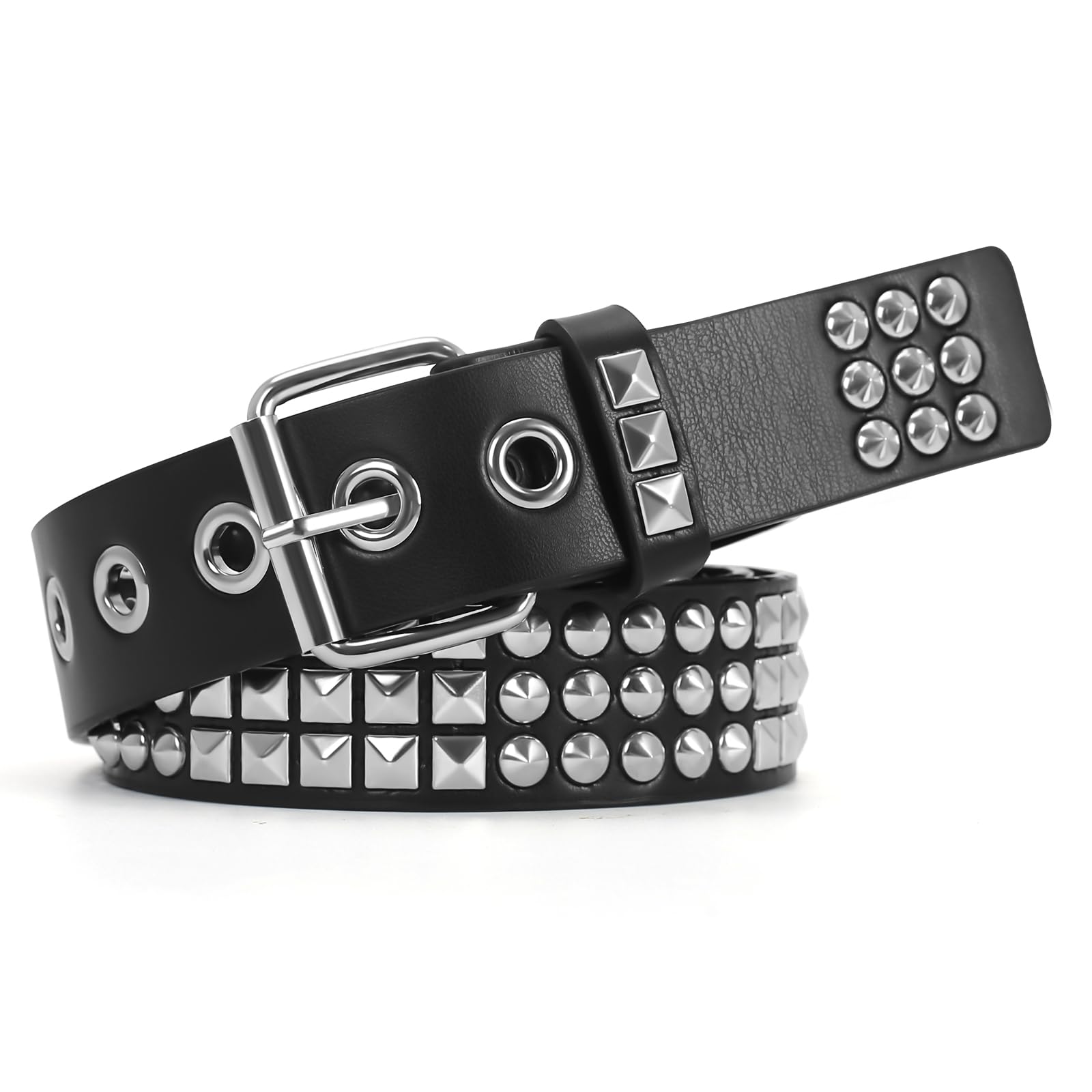 Studded Belt, Metal Punk Rock Rivet Belt with Bright Pyramid Studded for Women Men