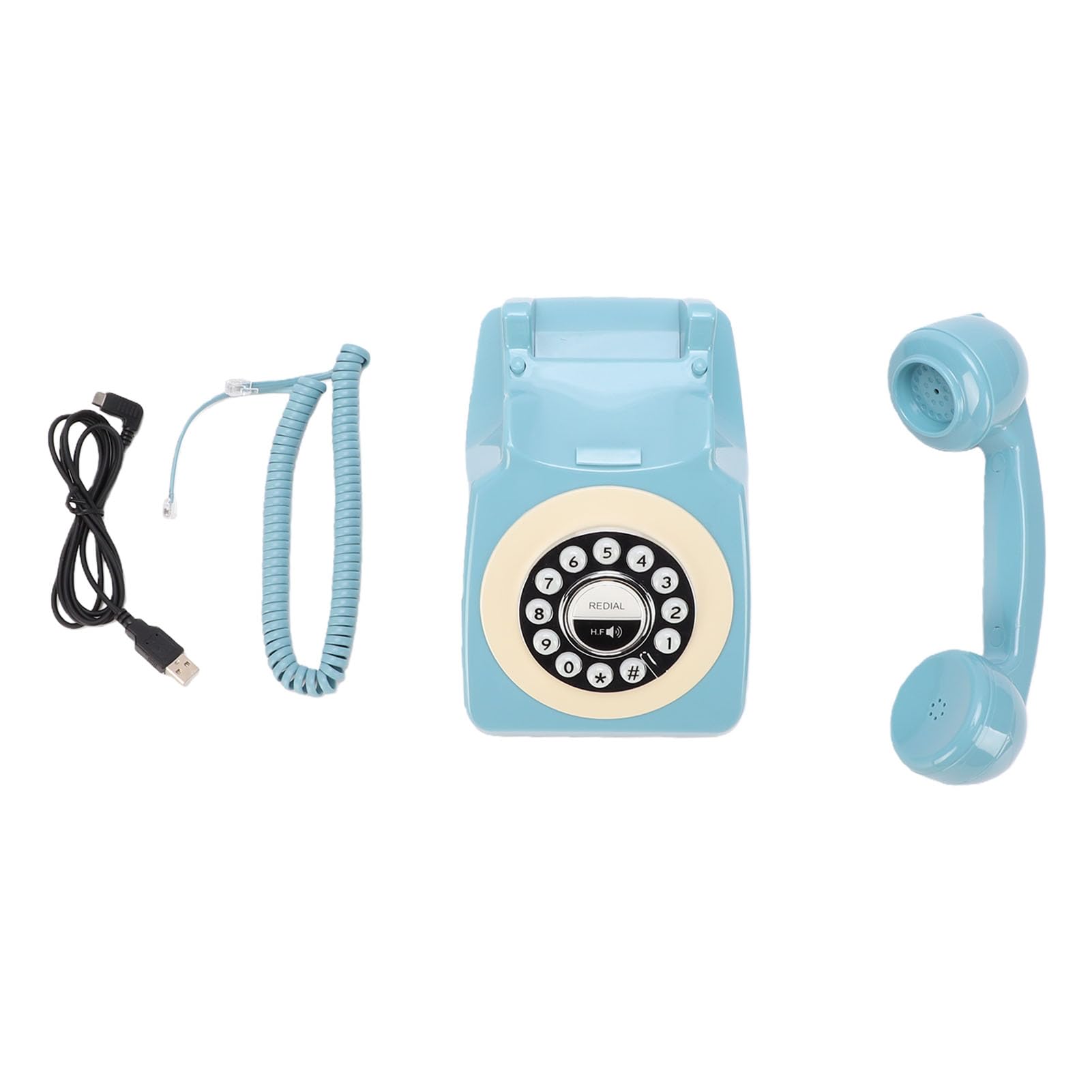 Bluetooth-Retro-Telefon, Vintage-Tischtelefon mit USB-Ladefunktion, Freisprechfunktion und Musikwiedergabe für das Homeoffice (Blue)