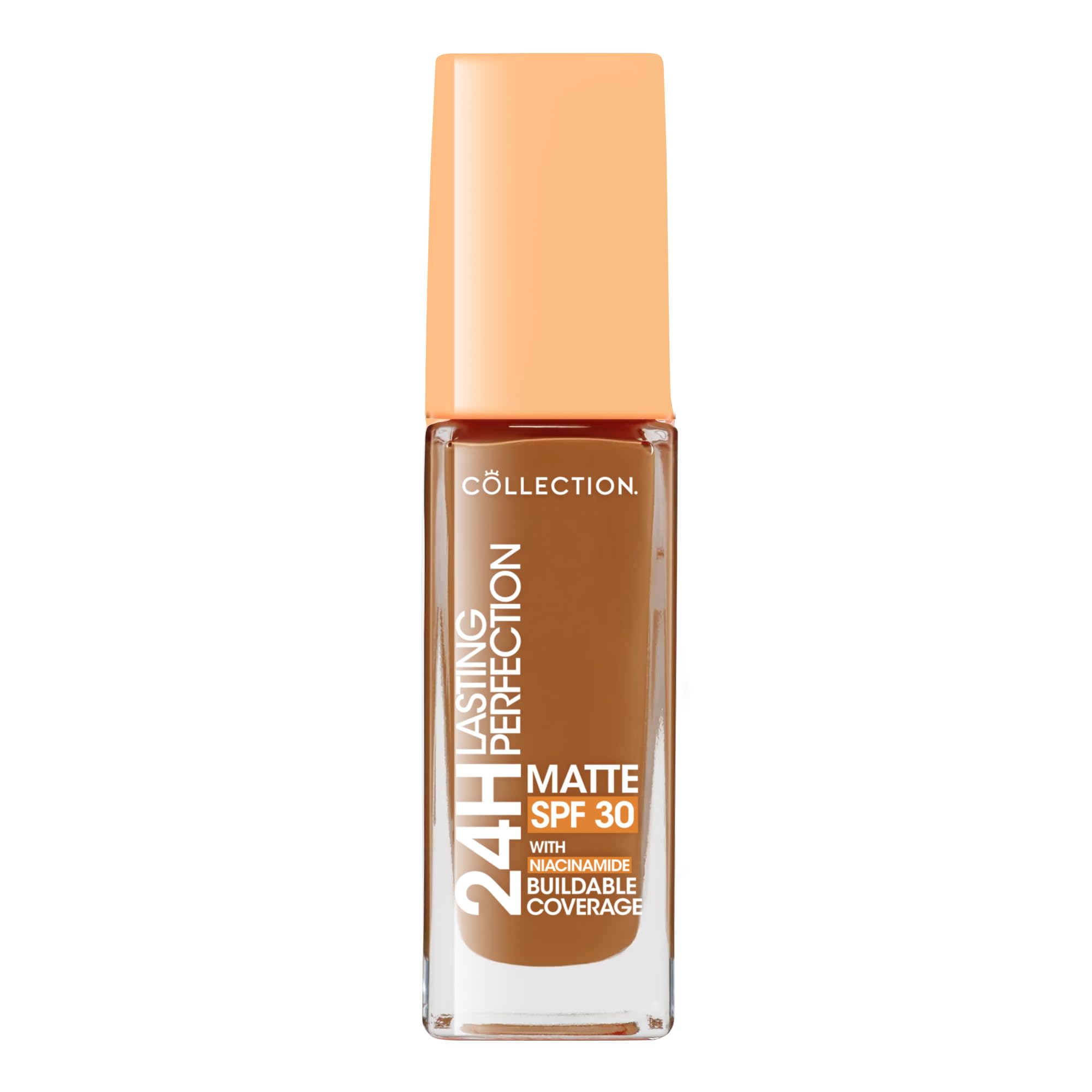 Collection Cosmetics Lasting Perfection Matte Foundation, Full Coverage, Anti-Ageing Effect, 24 Hour Wear, SPF 30, Contains Niacinamide, 27ml, Cocoa Warm