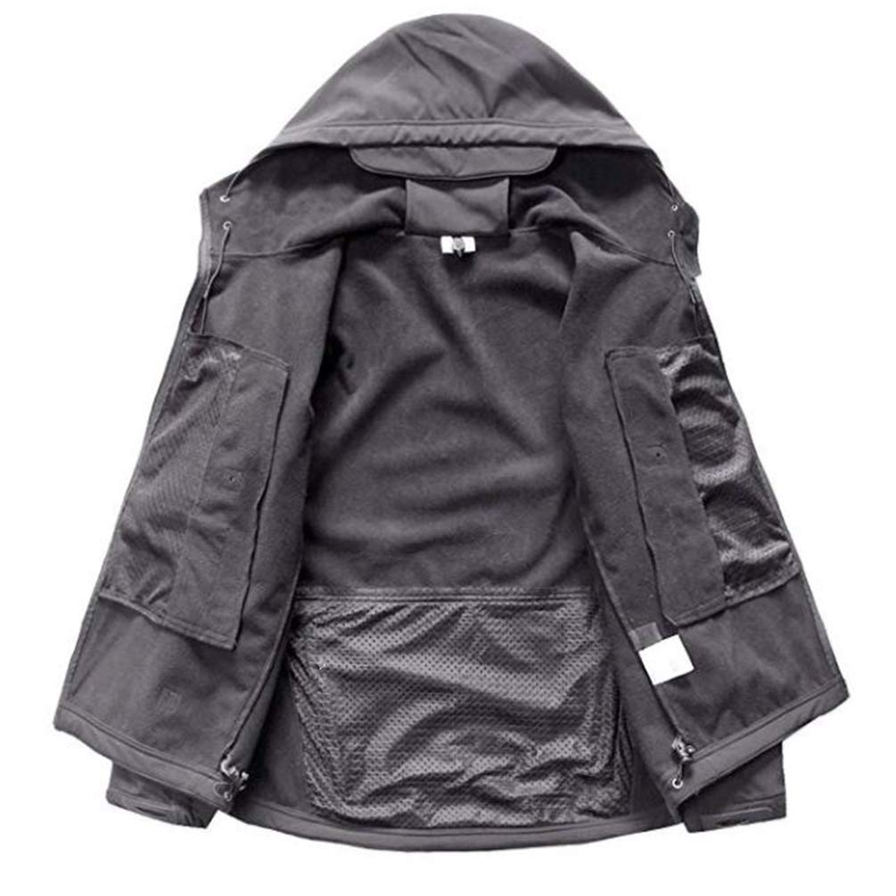 Uomo Tattico Softshell Giacca con Cappuccio Camouflage Autunno Inverno Outdoor Militare Pile Fodera Impermeabile Antivento Giubbotto Sci Cappotto Trekking Caccia