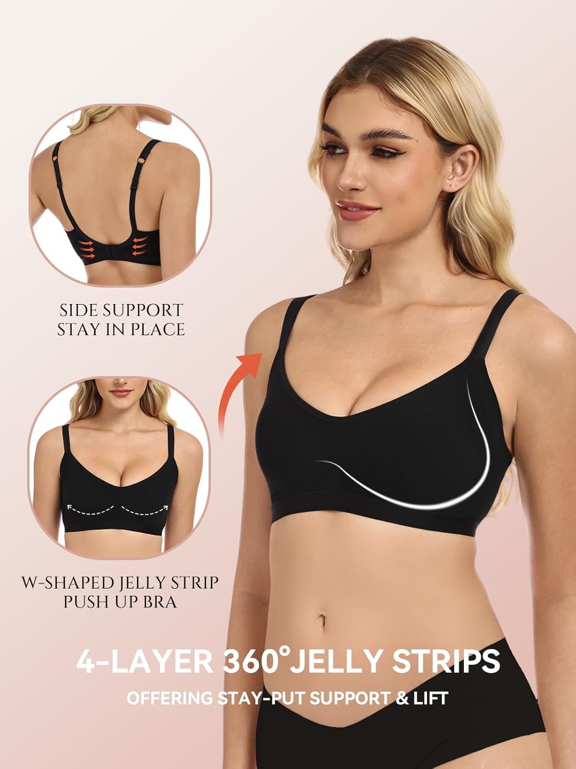 Air Curvey Womens Wireless Bras Seamless Buttery Soft Bra Push Up Bralettes No Underwire Bras Full Coverage Everyday Bra - Image 2