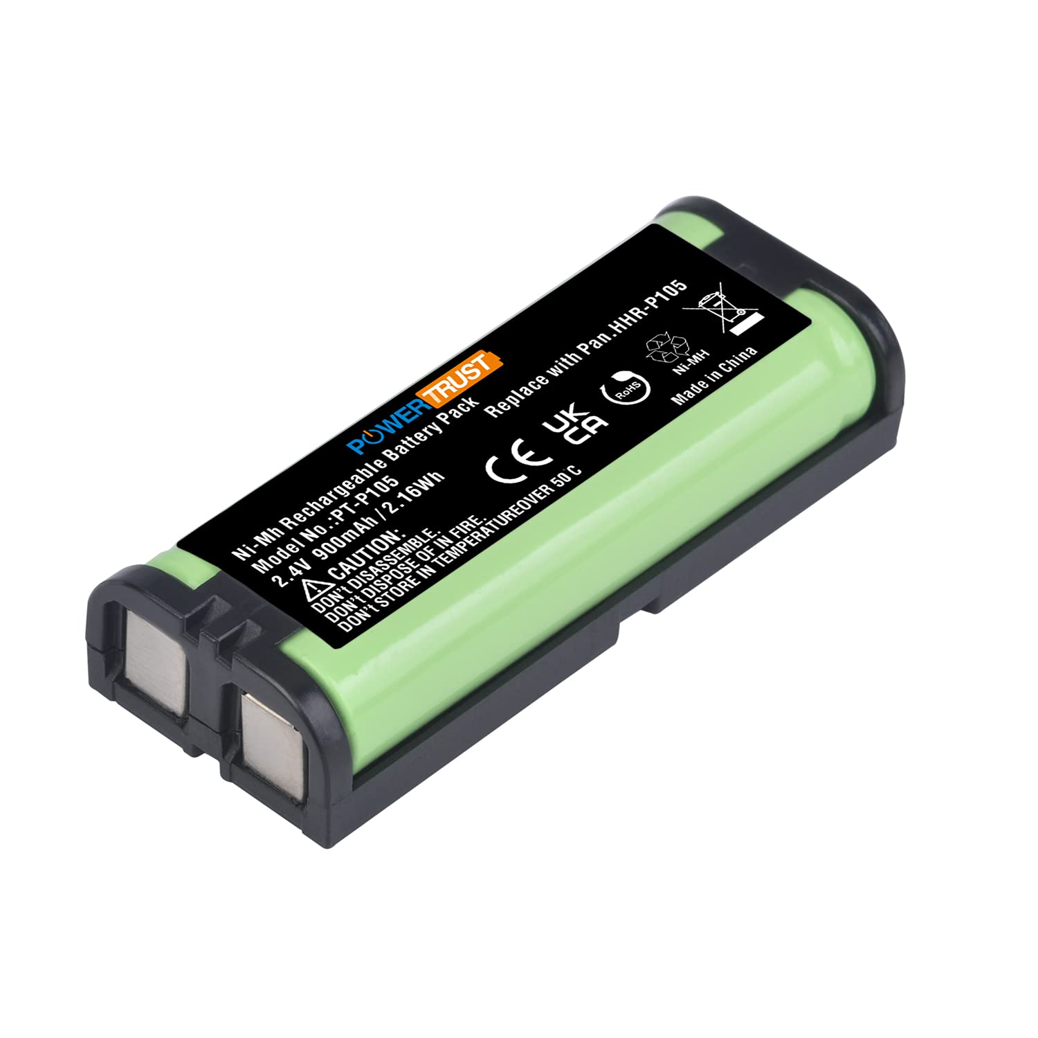 PowerTrust HHR-P105 Battery for Panasonic HHR-P105 HHR-P105A KX-242 KX-2420 KX-2421 KX-2422 KX-TG5779 KX-6702 KX-FG2451 KX-TG2411 KX-TG2424 KX-TG2620 KX-TGA241 Cordless Phone Batteries