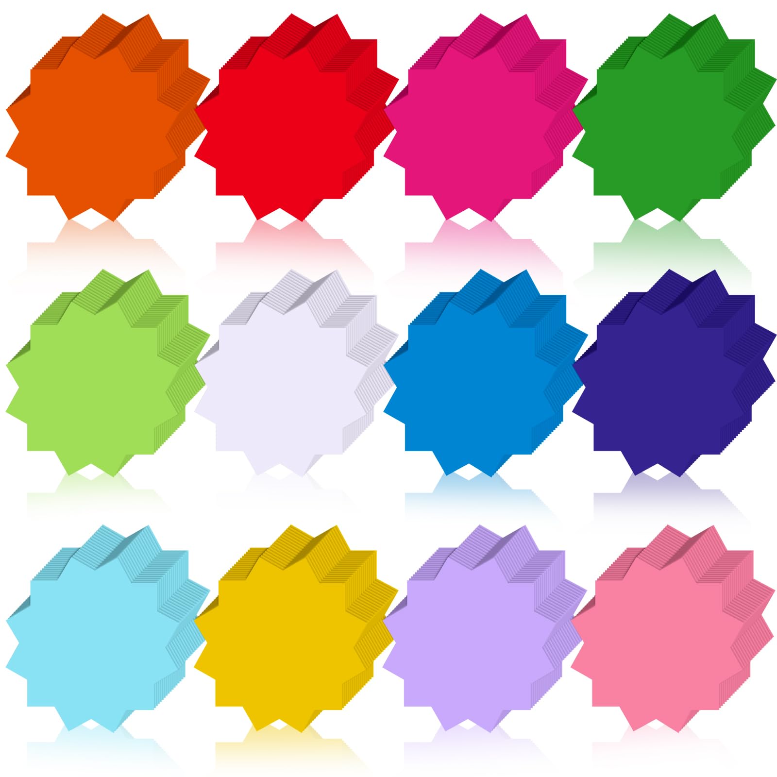 Kisston 360 Pcs Starburst Cutouts Paper 3.9 Inch Assorted Color Die Cuts for DIY Craft Projects School Classroom Bulletin Board Decor