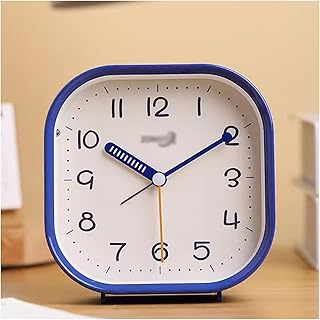 GRFIT Alarm Clocks 4-Inches Square Alarm Clock with Arabic Numerals, Non-Ticking Silent, Backlight, Battery Operated, Simple Operation for Bedroom/Desk/Kids Digital Alarm (Color : E)