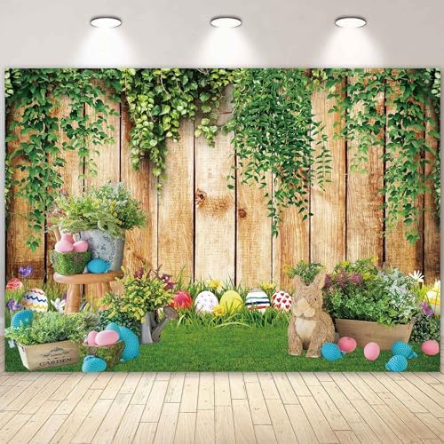 TOENGS 7x5ft Easter Backdrop Spring Easter Rabbit Eggs