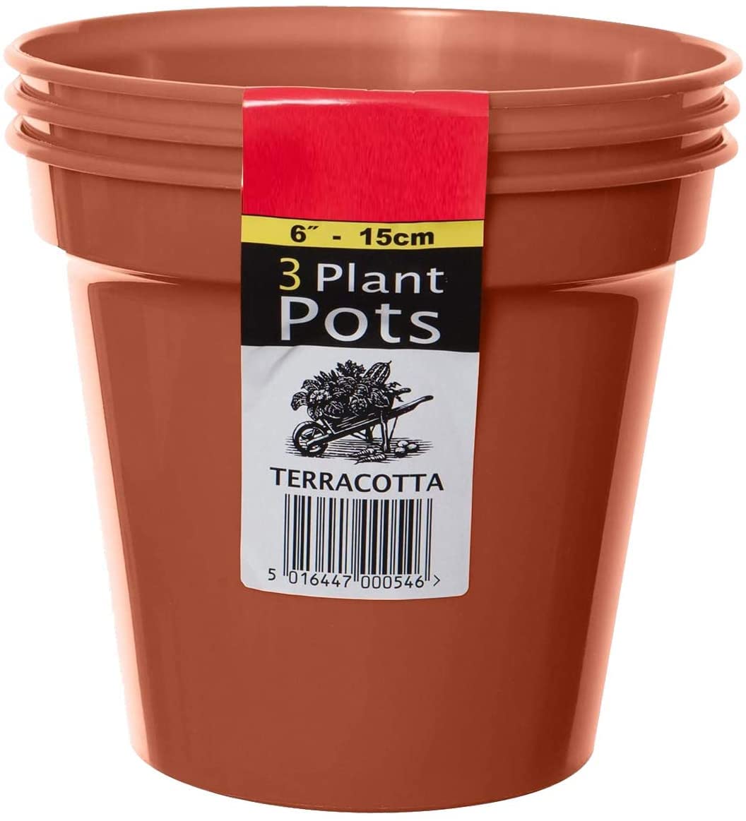 Fine Garden Red Nursery Terracotta Strong And Durable Plastic Plant Pots - Ideal For Cultivation, Cuttings Or Prickings - Available Various Sizes And Quantities - 15Cm Garden Pot Terracotta (Set Of 3)