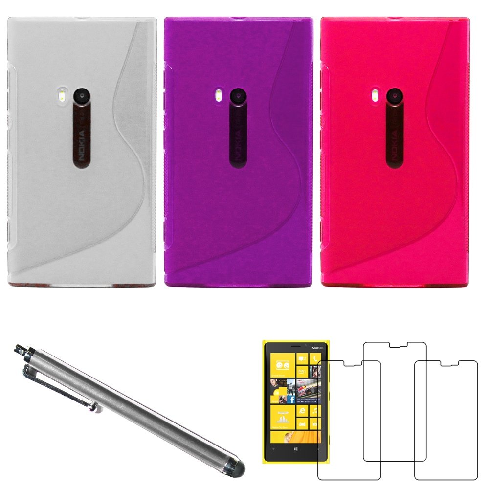 ebestStar - [Pacco x3 Cover Compatibile con Nokia Lumia 930 Custodia Protezione S-Line Silicone Gel Morbida +Penna +3 Pellicole plastica, Trasparente, Nero, Blu [Apparecchio: 137x71x9.8mm, 5.0