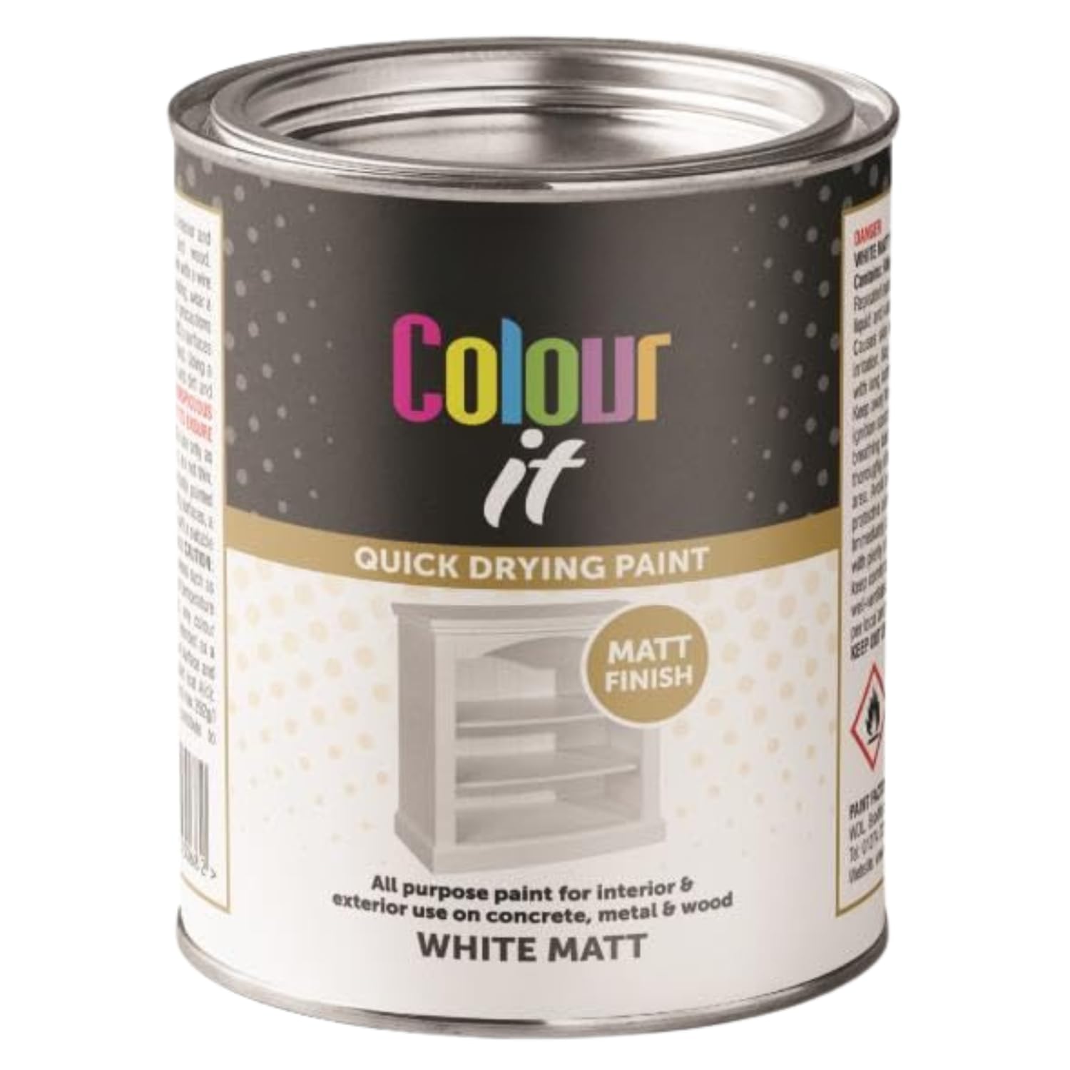 Inspired Essentials 300ml Non Drip Paint Tin Exterior Interior Hard Drying Performance Multi-Purpose Tin for Metal, Wood, Plastic, Walls with Perfect Finish (1, White Matt)