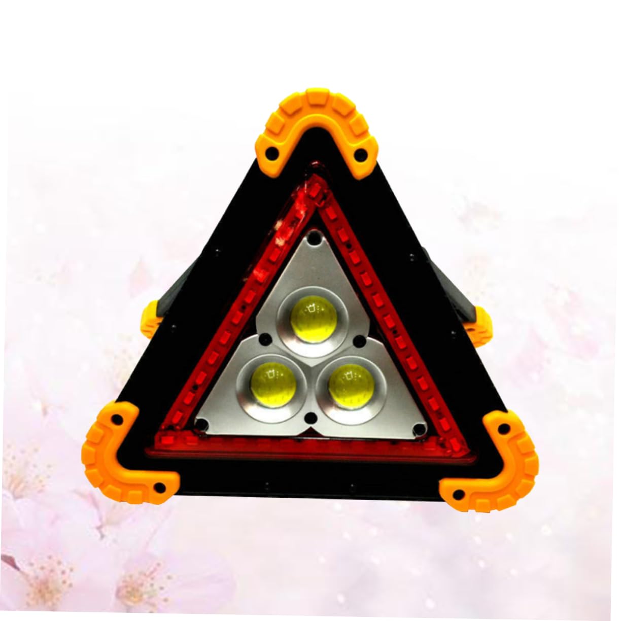 Balise de Sécurité Triangulaire LED Cob Jaune, Pliable, sans Batterie