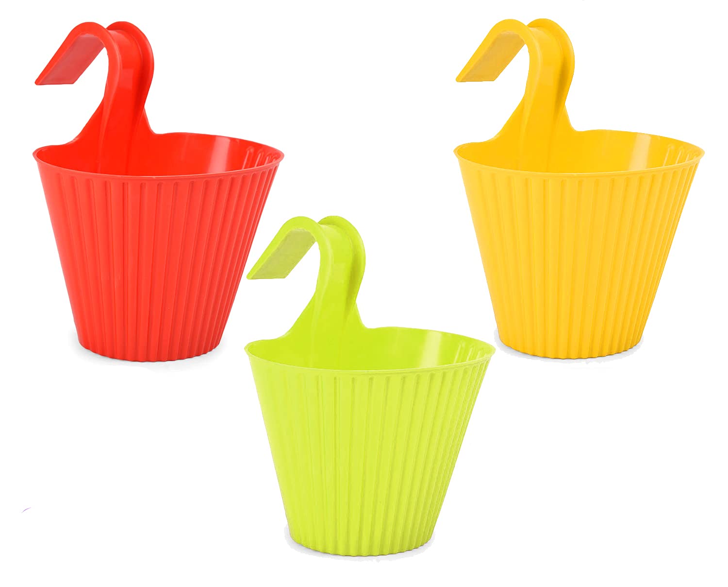 Go Hooked Hanging Planters for Plants Plastic Railing Flower Pots, Balcony Railing Vertical Hook for Home Gardening (Multicolored, Set of 3) (B09C87ZXFS) Amazon Price History, Amazon Price Tracker