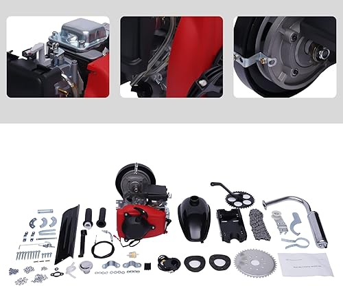 Miniatura 4 de LYNICESHOP Kit de motor de bicicleta de 4 tiempos, motor de bicicleta motorizada de gasolina de 49 cc, para bicicleta normal de marco en V de 28