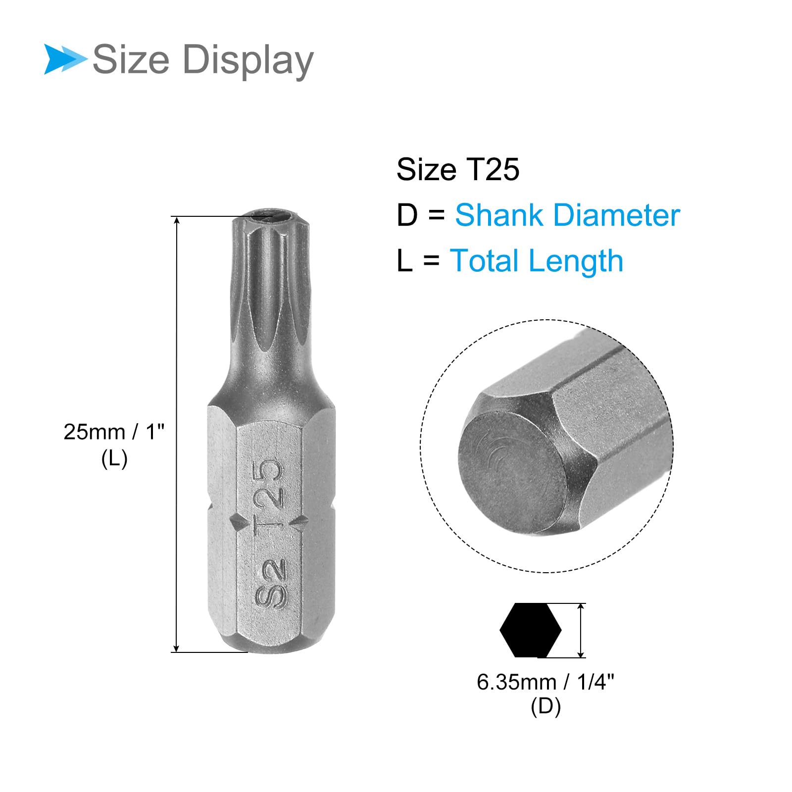 CoCud Torx Screwdriver Bits, 1/4" Hex Shank 25mm Long T25, Magnetic Screwdrivers Bit - (Applications: for Car Maintenance), 25-Pieces - Image 2