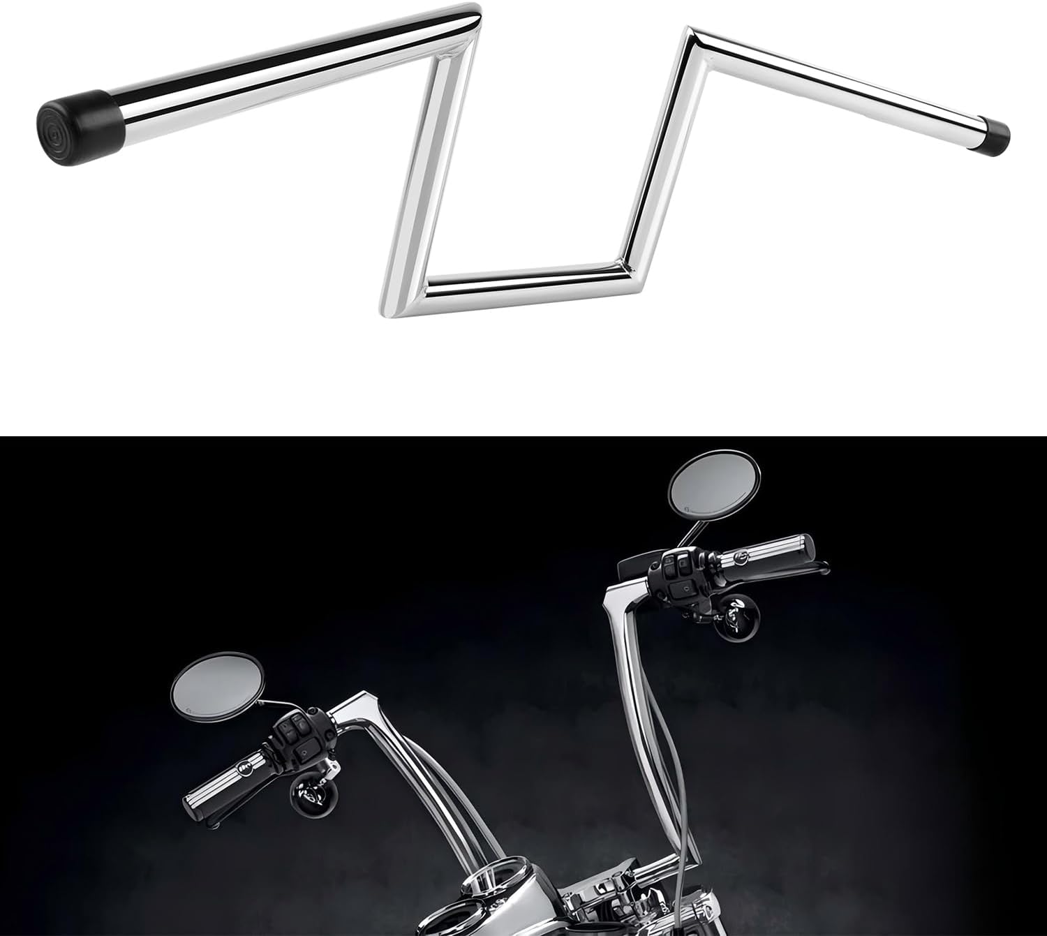DREAMIZER 1 inch Motorcycle Handlebars 8" Rise 25mm Ape Hanger Z-Bars Compatible With Harley Sportster Softail Dyna Yamaha Suzuki Kawasaki Chopper Cruisers Bobber Cafe Racer custom Bike 1982-Up