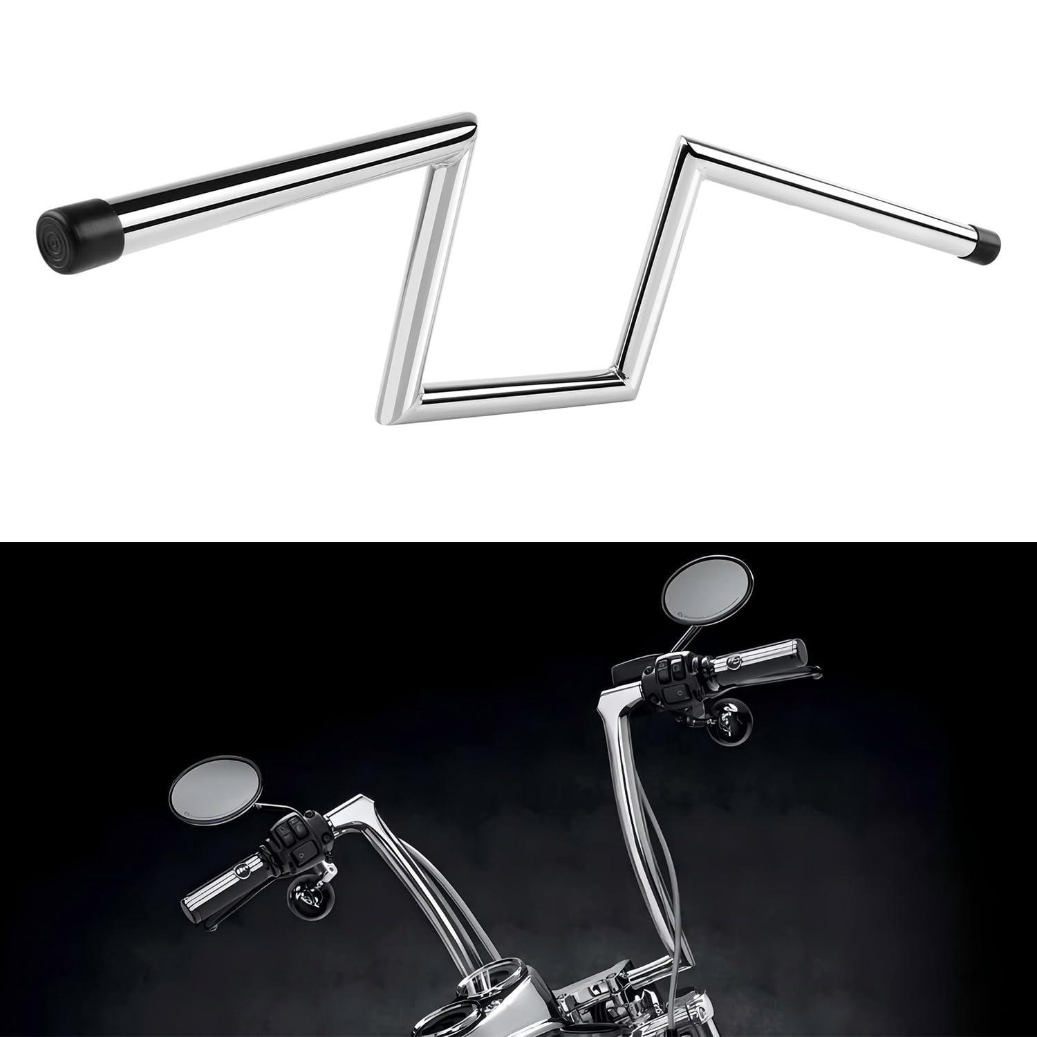 DREAMIZER 1 inch Motorcycle Handlebars 8" Rise 25mm Ape Hanger Z-Bars Compatible With Harley Sportster Softail Dyna Yamaha Suzuki Kawasaki Chopper Cruisers Bobber Cafe Racer custom Bike 1982-Up