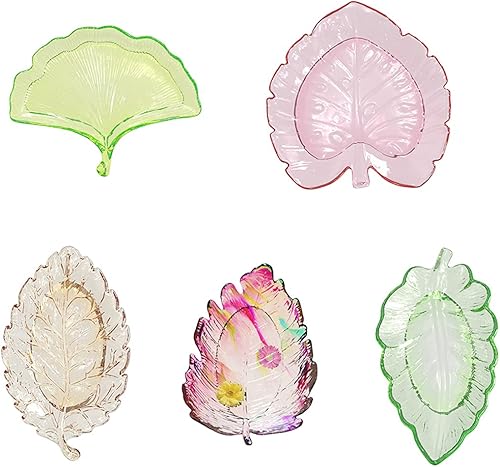 Miniatura 2 de Voyyphixa - Bandeja de resina para moldes de silicona con forma de hoja y resina de resina epoxi, moldes de fundición para placa de fruta de resina