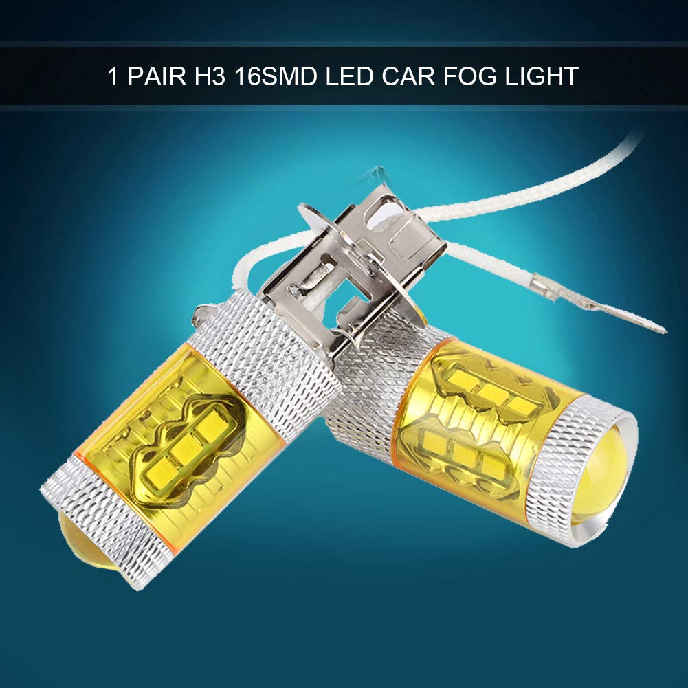 2 szt. LED żółte światła przeciwmgielne żarówki H3 12-24 V 80 W 16SMD bardzo jasne żarówki samochodowe żarówki przeciwmgielne żarówki