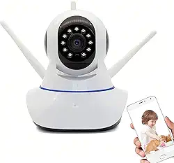 Câmera De Segurança Ip Babá Eletrônica 1080p Full Hd Wifi 3 Antenas Microfone Áudio Visão Noturna