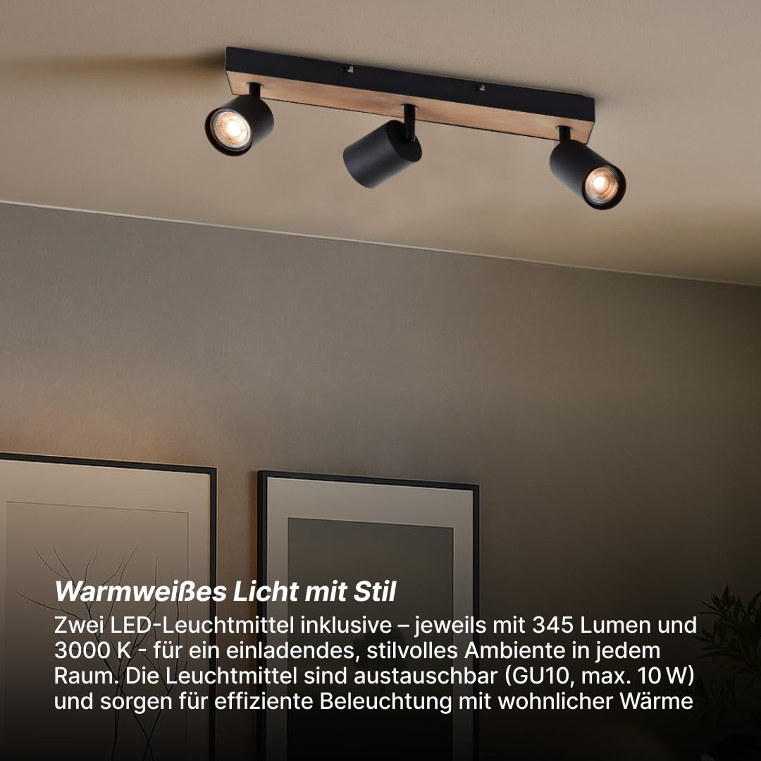 Brilliant Jello Wood Deckenstrahler 3-flammig, dimmbar, GU10