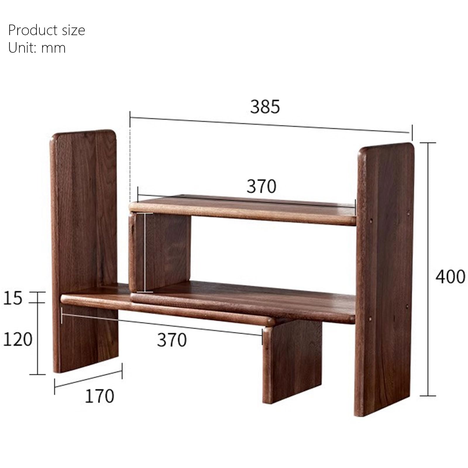 Regulowany mały serwis z książkami komputerowymi - Walnut Desktop Organizer Organizer Stojak do przechowywania biur - Rozszerzalne wyświetlacze szafy biurowe biurowe organizator biurka