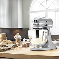 Vista 55 de KitchenAid KSM150PSAC Artisan Series - Batidora de pie con capacidad de 5 cuartos o 4.7 litros, incluye escudo vertedor Azul hielo