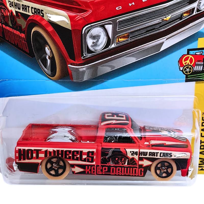 Image of HW Die-Cast 1:64 For Ages 3 And Up (67 Chevy C10 | HW Art Cars), Red