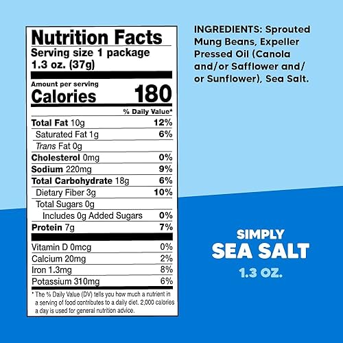 Vista 2 de Crunchsters Frijoles mungos germinados, proteína a base de plantas, superbocadillo y aderezo para ensalada, sin gluten, sin nueces, vegano, 0.18