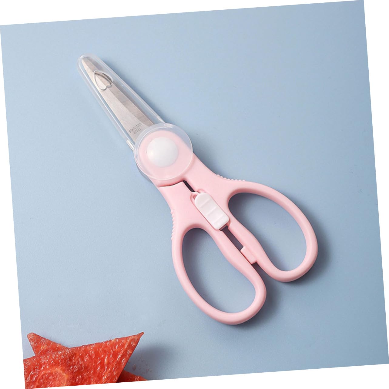 Vaguelly Children's Scissors Food Shear Scissors Tools Fruit Scissors Food Scissor Safety Food Scissors Food Cutter Stainless Steel Pink