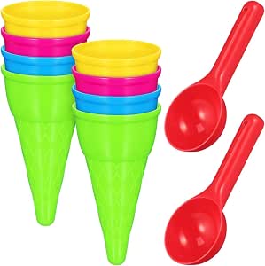 PATKAW Beach Toys Sand Toys 10-Pcs Toddler Beach Essentials Ice Cream Sand to·ys Kids Plastic Cones Scoops Kit Backyard Sandbox to·ys for Toddlers 1-3 Girls Boys Summer Vacation