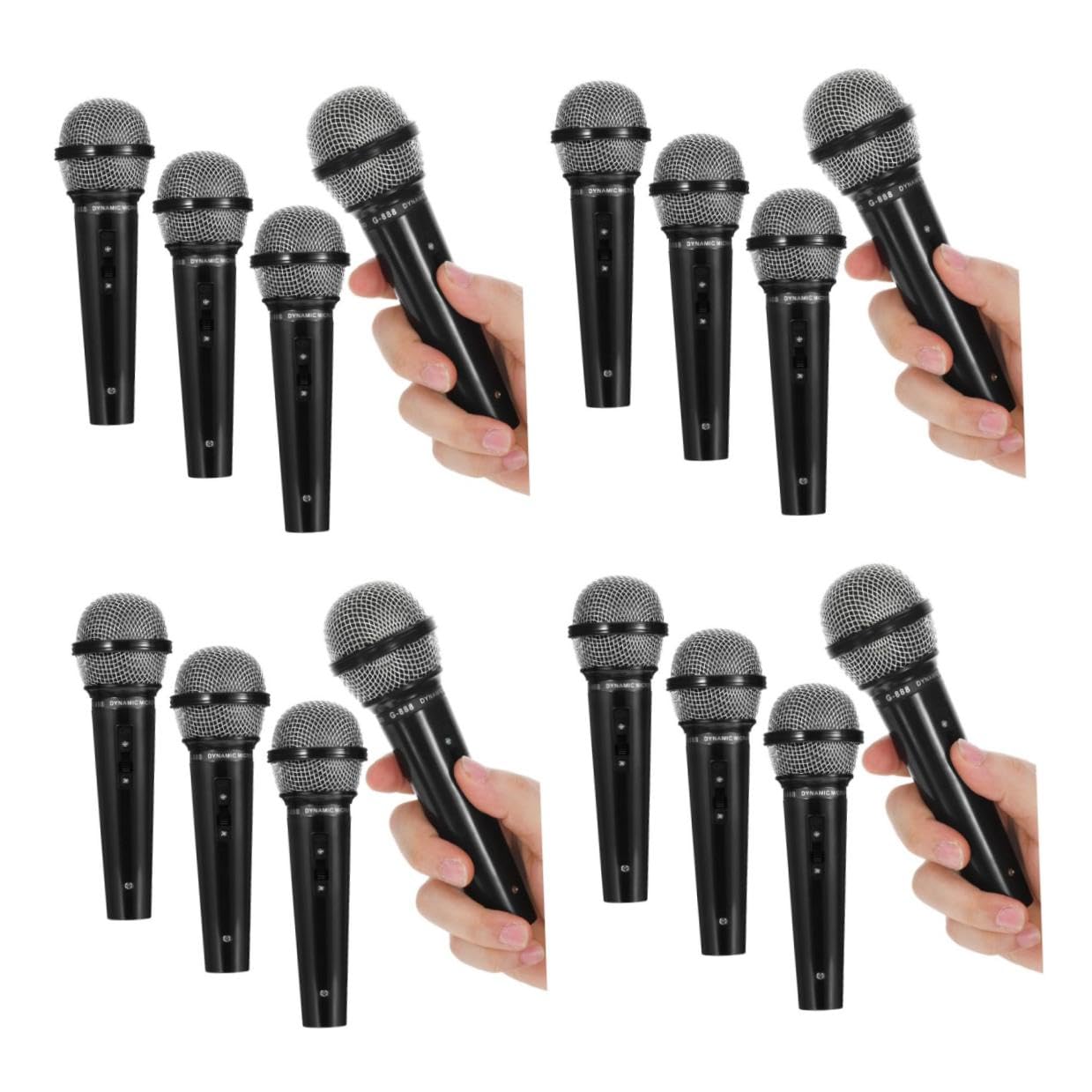 UPKOCH Micrófonos de Juguete Interactivos para 4 Piezas Modelo Simulado Negro Accesorios para Fiestas Infantiles y Actuaciones en Escenario Juguetes Electrónicos de Karaoke