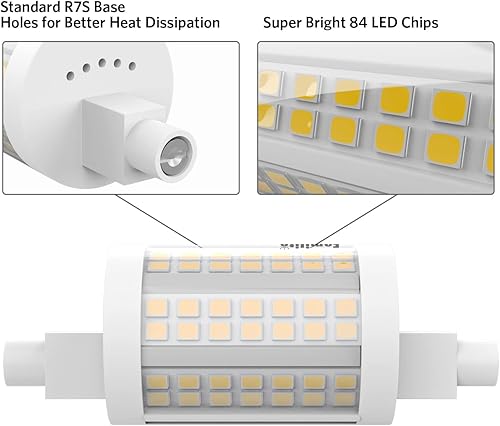 Miniatura 5 de R7S Bombilla LED de 3.071 in, luz de inundación regulable J78 de 150 W, 150 W, halógeno T3 de repuesto para lámpara de pared Torchiere, luz de