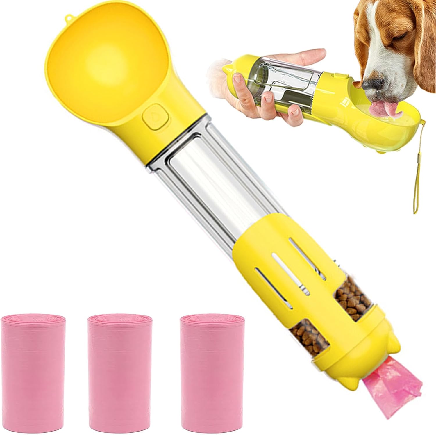 Compact Collapsible Dog Water Bowl Set with Bottle Holder – 300ml