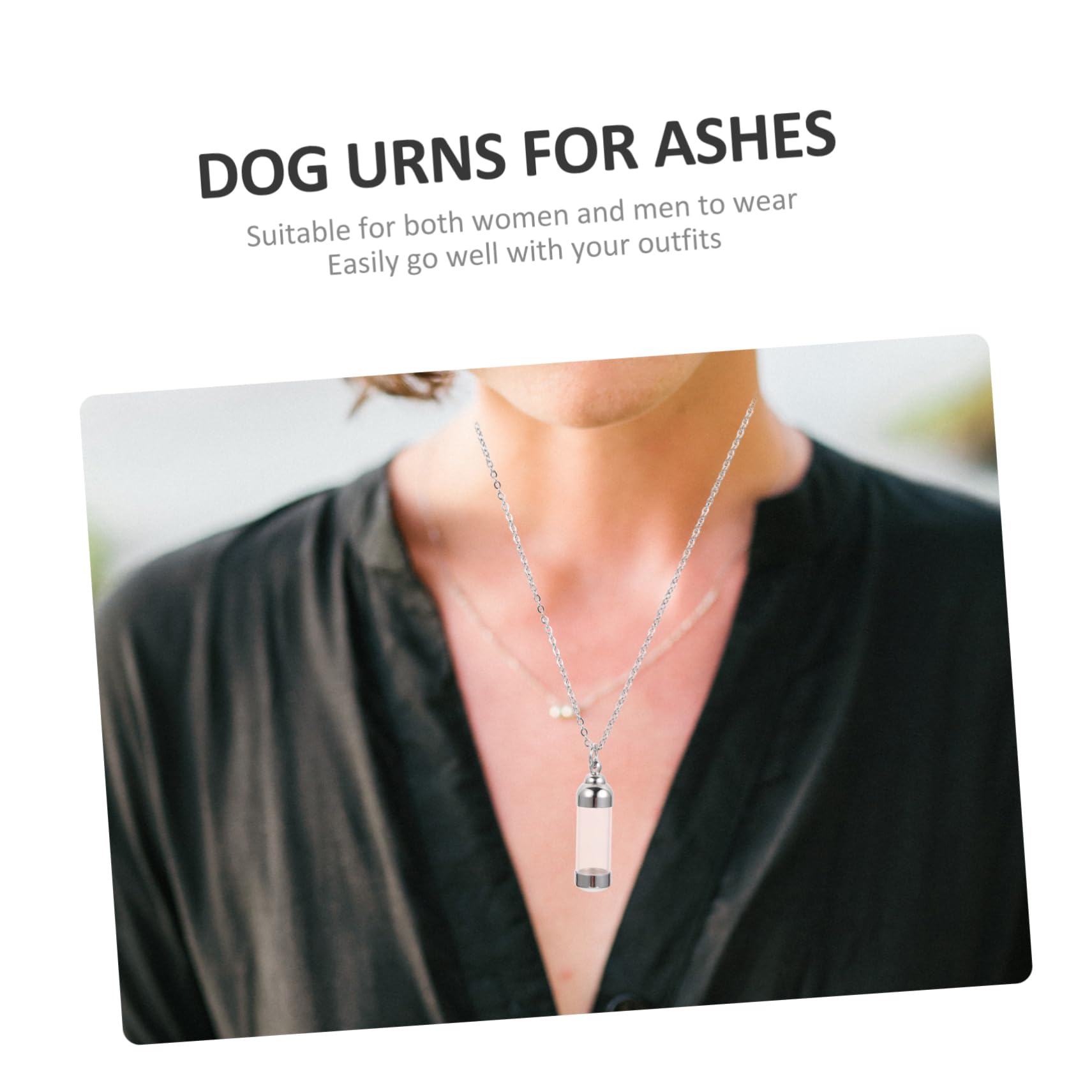 Toddmomy 2pcs Pet Ashes Necklace Hair Jewlery Pet Memorial Stainless Steel Necklace for Men Pet Urns for Dogs Ashes A Necklace Ash Holder Necklace Hair Jewels Mens Glass Commemorate Pendant - Image 4