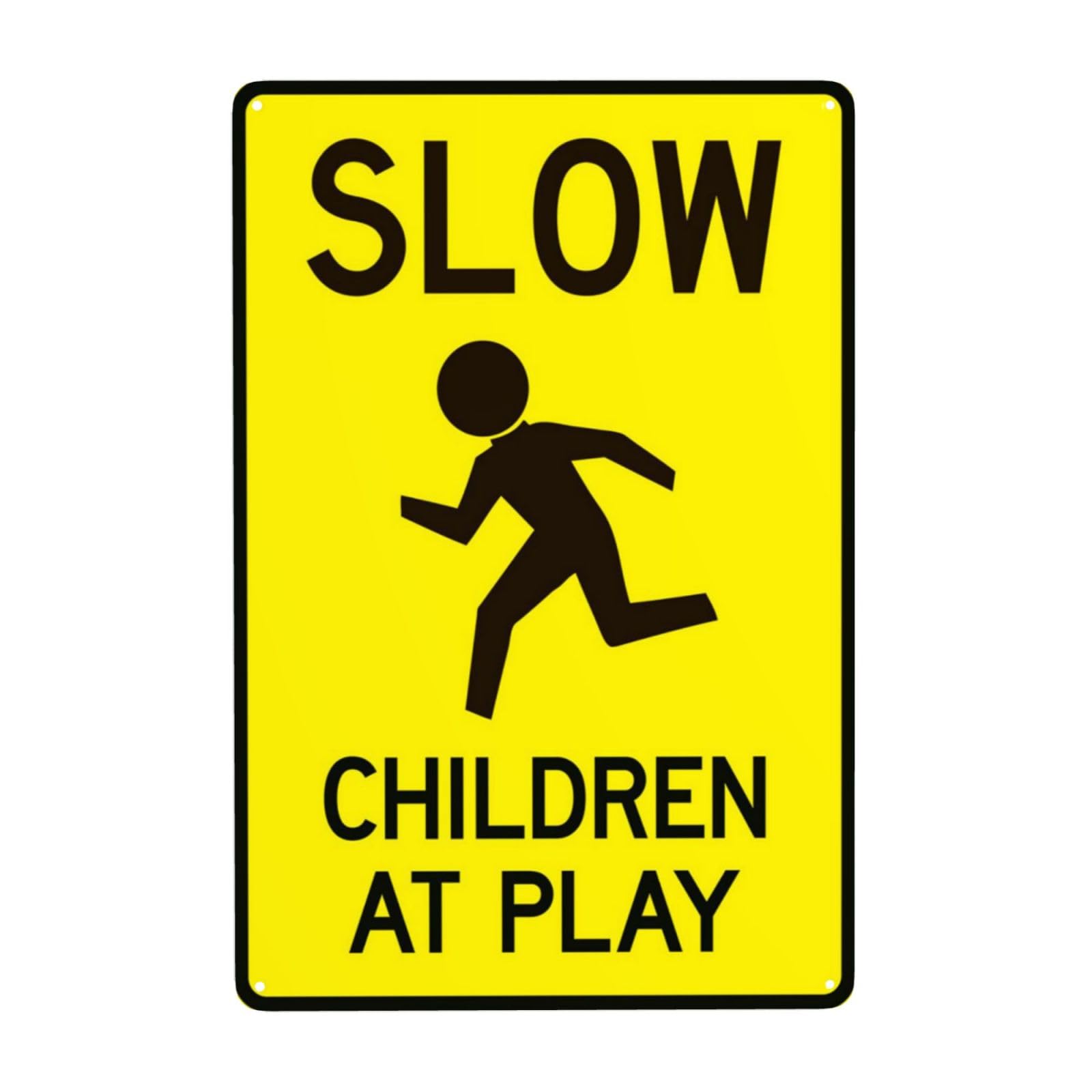 Slow Down, Children At Play Vintage Metal Traffic Warning Sign 12x8 Inch