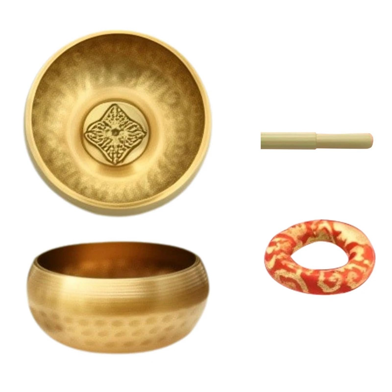 Cuenco para el canto Juego de cuencos tibetanos 8,1 cm diámetro, hechos a mano, metal, for meditación y yoga