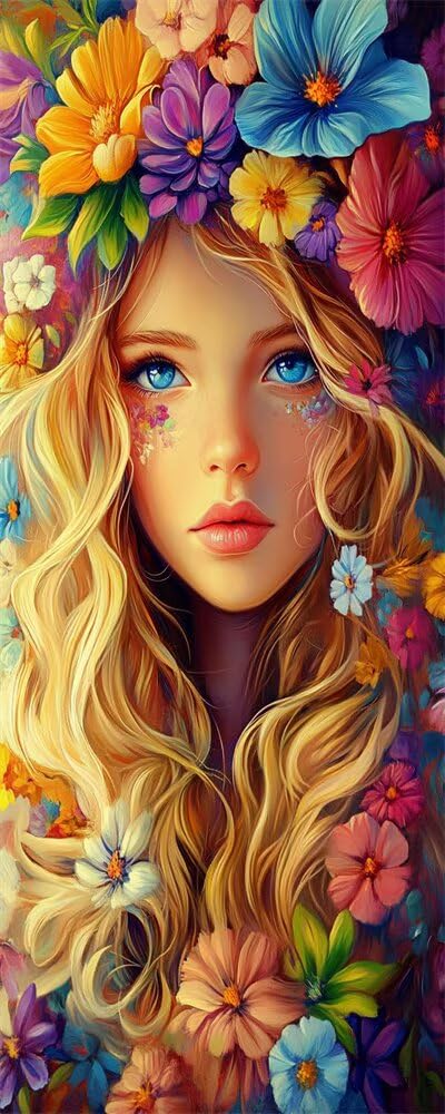 Princess Diamond Art Kits Adults Large 5D Flowers Diamond Painting Kits, DIY Full Drill Crystal Art Rhinestone Embroidery Cross Stitch Arts and Crafts for Adults 39.4x78.7 Inch/100x200 cm -LR1084