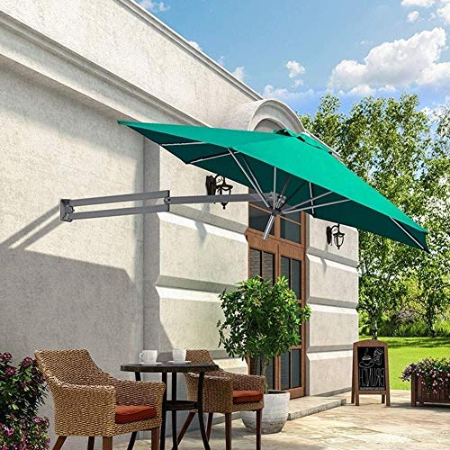 Parasol mural inclinable 250cm cantilever vert avec mât robuste