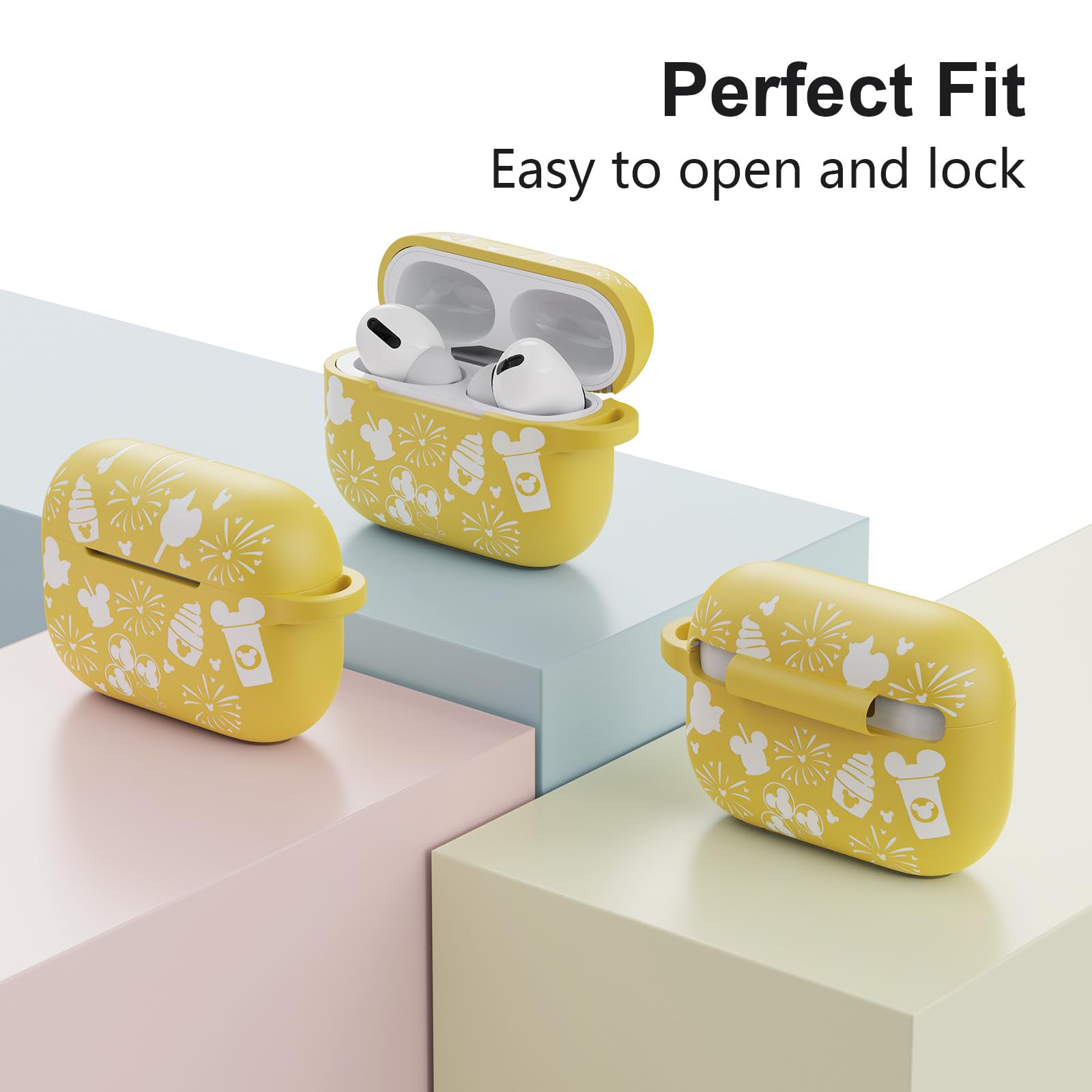 Bonita funda grabada de dibujos animados para AirPods Pro de 2ª generación de 1ª generación/funda para AirPod Pro, funda protectora completa de silicona suave, luz LED frontal visible,