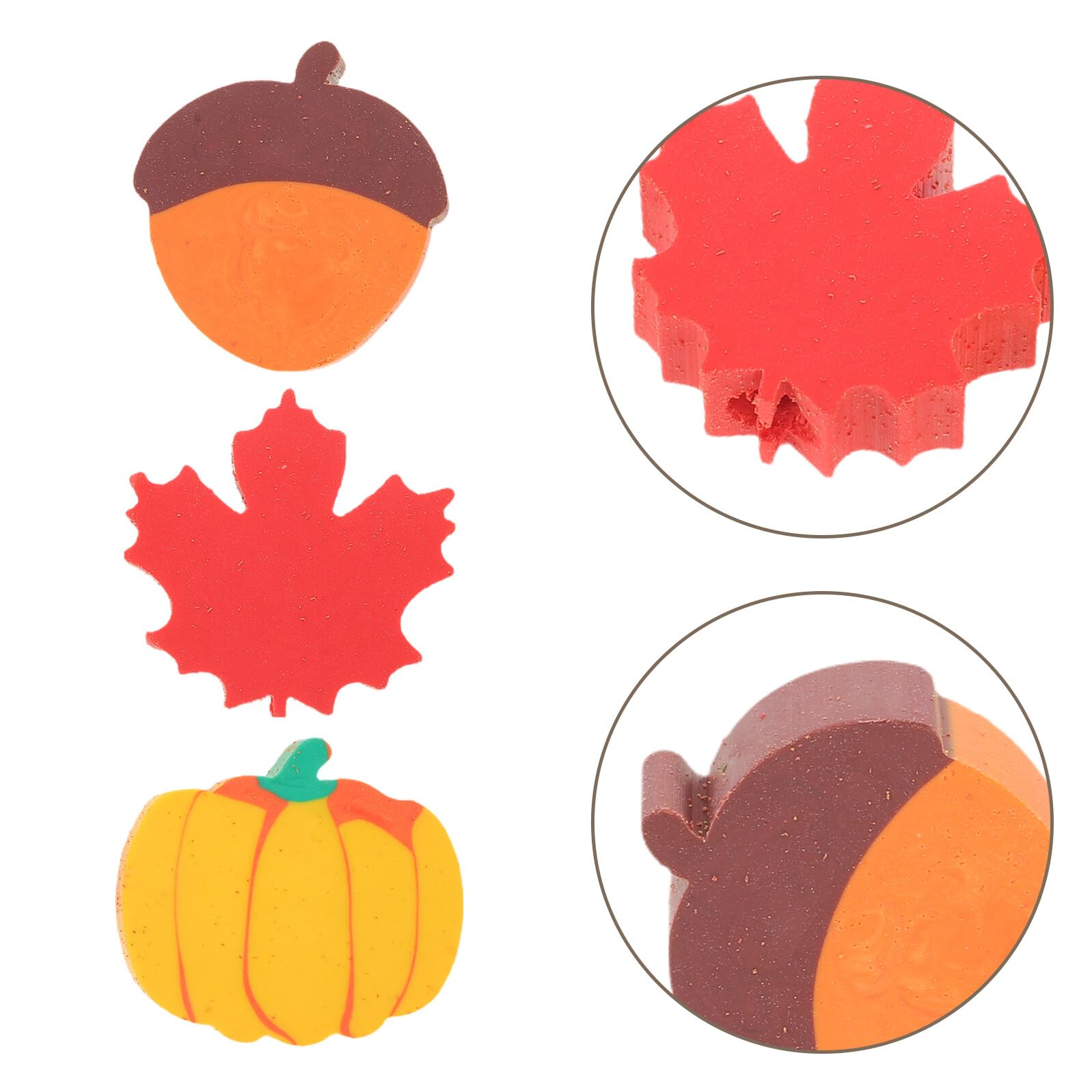 Hohopeti Mini Gommes d'automne Fantaisie 50 Pièces Formes Citrouille Feuille d'Érable et Gland Gomme Douce pour Crayons Récompenses Scolaires et Fournitures de Fête Thanksgiving