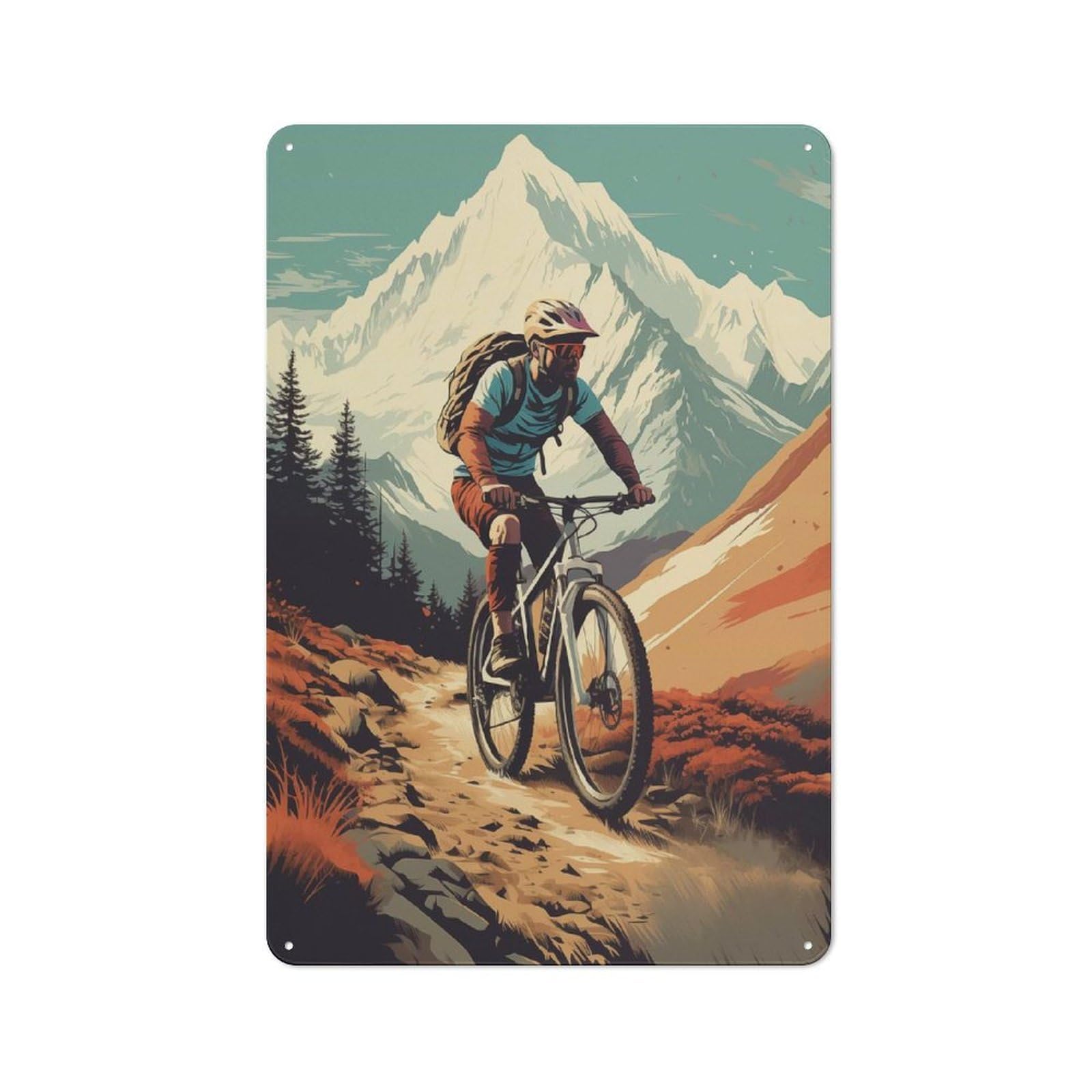 Man Cave Mountains Bike Sport Tin Wall Sign, Wall Decor for Workshop, Shed And Game Room, 30x20cm